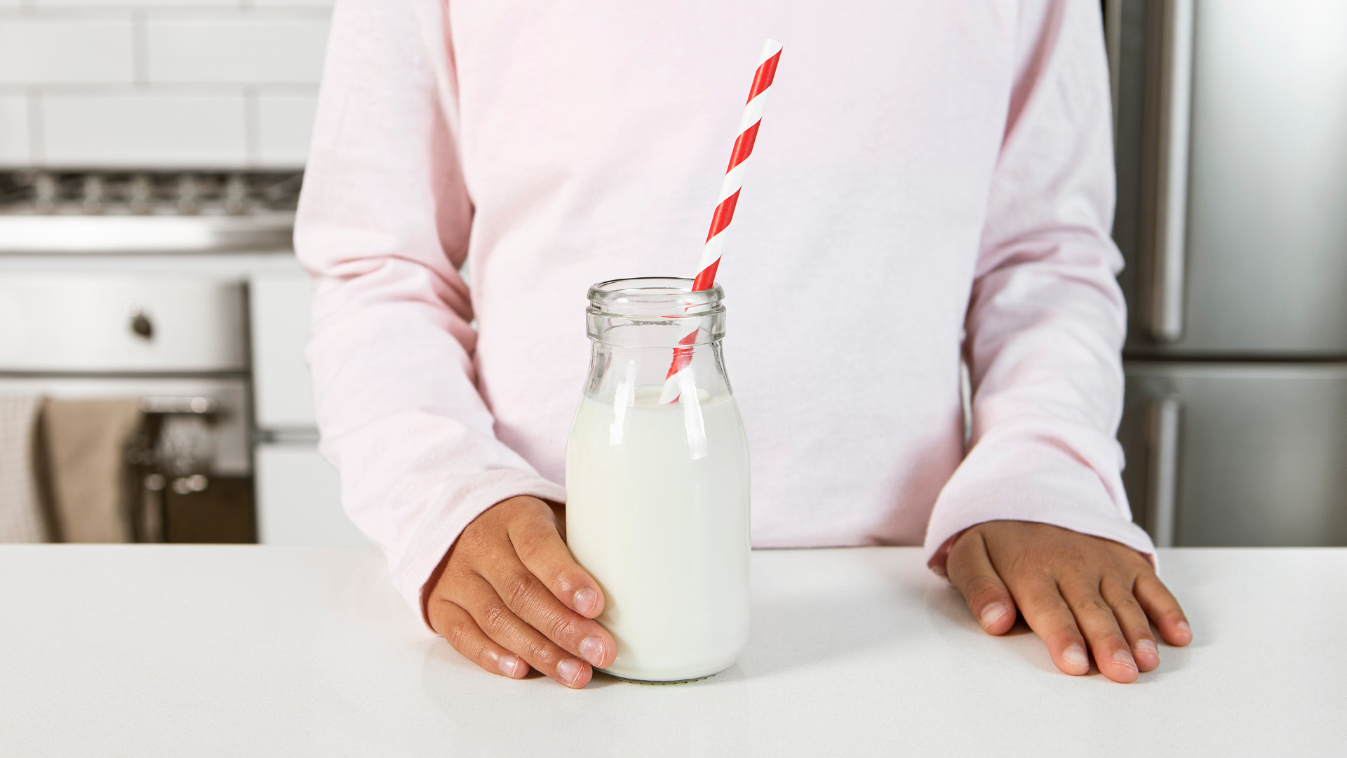 Milk in glass bottle