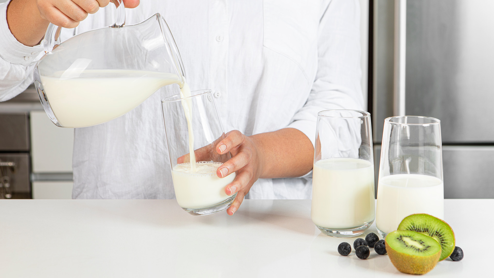 Pouring milk in glass